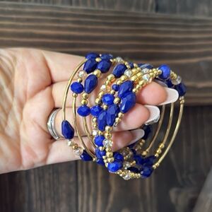 Elegant 18k Gold Plated Beaded Spiral Bracelet